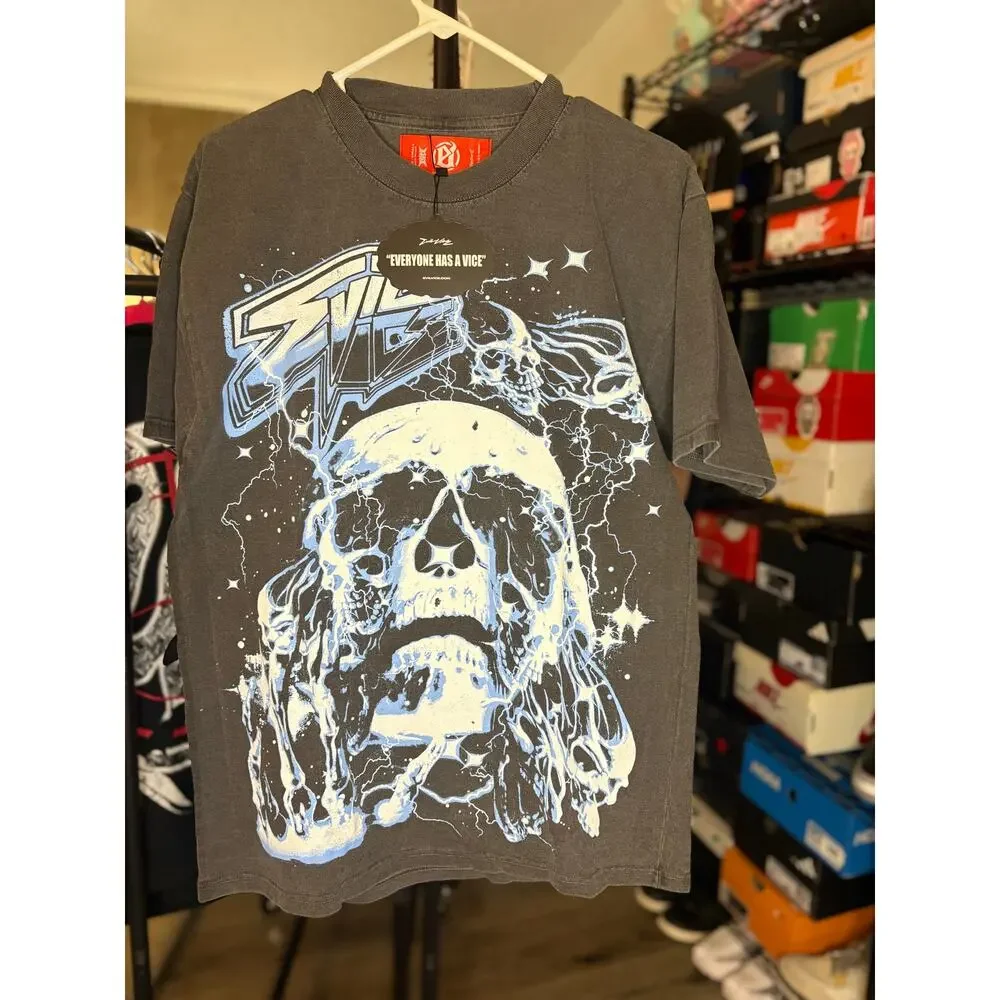 NEW w/ Tag - Evil Vice - Skull TShirt (Gray), SZ S - Picture 2 of 3
